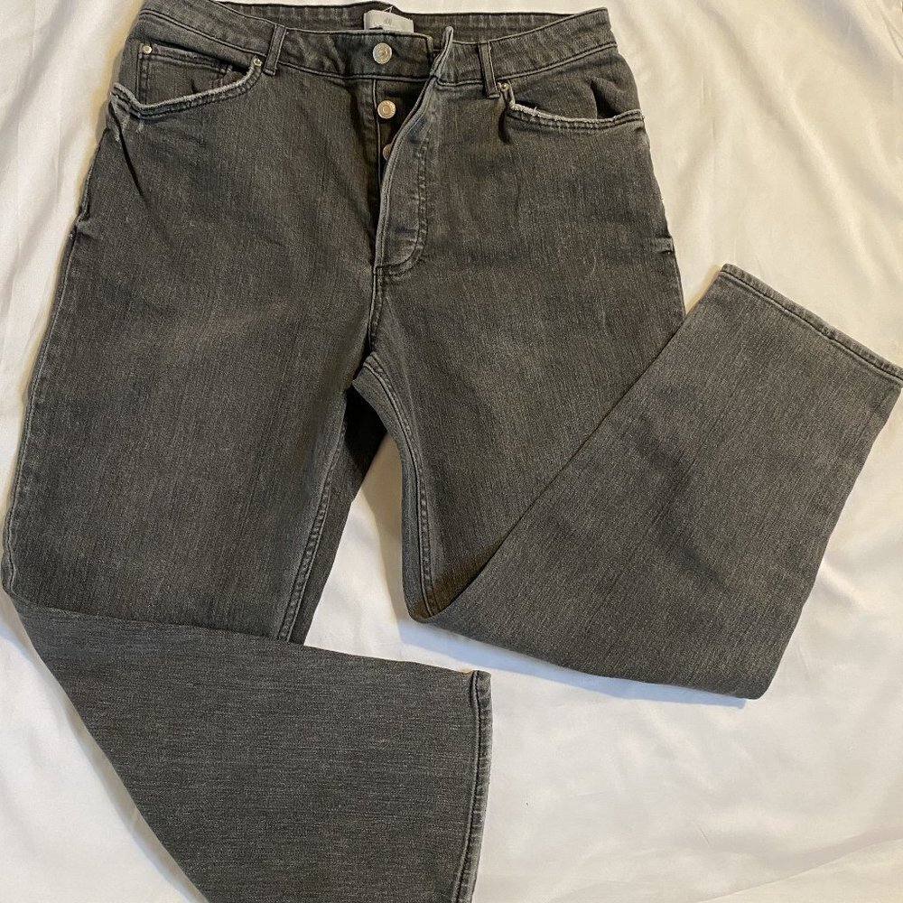 Women's High-Rise Straight Leg Jeans - Charcoal Gray